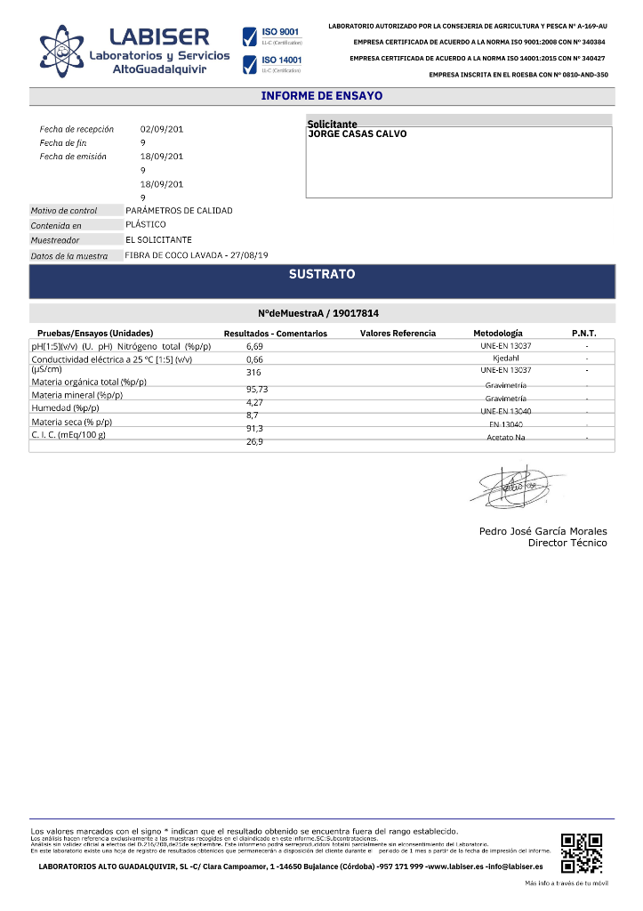 Análisis de Calidad del Sustrato